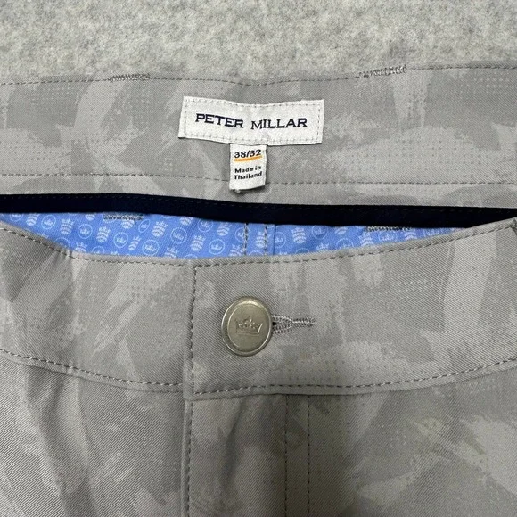 Peter Millar Crown Sport Pants Mens 38x32 Grey Camo Performance Stretch Golf NWT